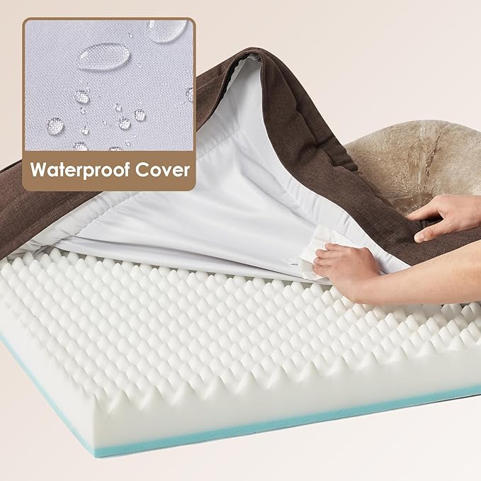 EHEYCIGA Orthopedic XXL Dog Bed for Large Sized Dog, 52x41x8 Inch Extra Large Memory Foam Dog Couch Bed with Sides, Waterproof Liner & Washable Removable Cover, Bolster Pet Sofa, Brown