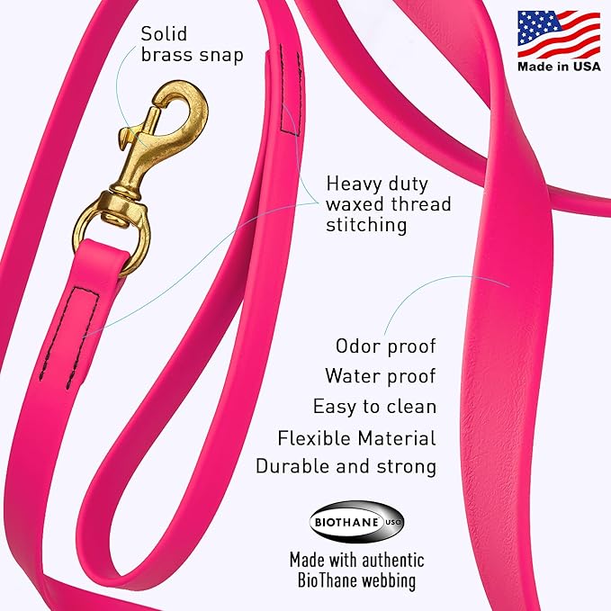 Viper K9 Biothane Working Dog Leash Waterproof Lead for Tracking Training Schutzhund Dog Sport and Search - Odor-Proof Long Line with Solid Brass Snap for Puppy Medium and Large - Water Friendly