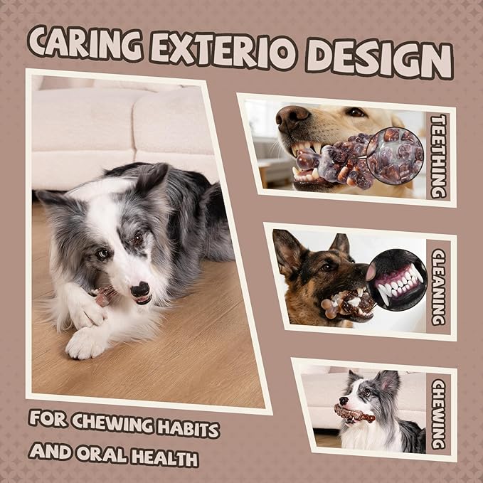 Tough Dog Toys for Aggressive Chewers 3 Pack, Indestructible Dog Toy to Keep Them Busy, Durable Dog Chew Toys for Aggressive Chewers Medium and Large Breeds, Bacon Flavored