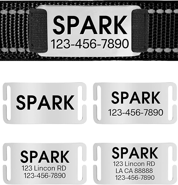 Joytale Personalized Dog Collars with Engraved Name Plate, Silent No Jingle Custom Nylon Collar with Fixed ID Tag, Reflective Soft Neoprene Padded Breathable for XLarge Dogs, Black