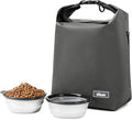 Waterproof Pet Food Storage Bag,Dog Food Container 12 lb w/2PCS Collapsible Dog Travel Bowls and Zipper Side Pocket(Gray, Small)