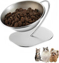 Elevated Cat Bowls,15 Degree Inclined Stainless Steel Cat Bowls,Detachable Metal Bracket,Protect The Cervical Spine,Prevent Vomiting,Ergonomic Design for Healthy Eating & Digestion
