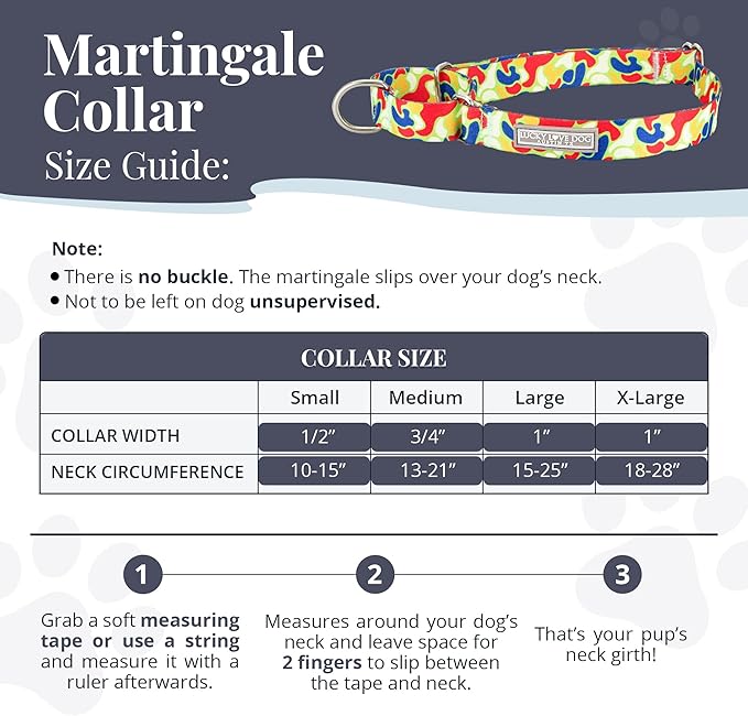Lucky Love Dog Martingale Dog Collar - Adjustable, No-Slip, Durable, & Soft Webbing Collar for Male and Female Dogs Ideal for Training & Walking - Oscar, Medium