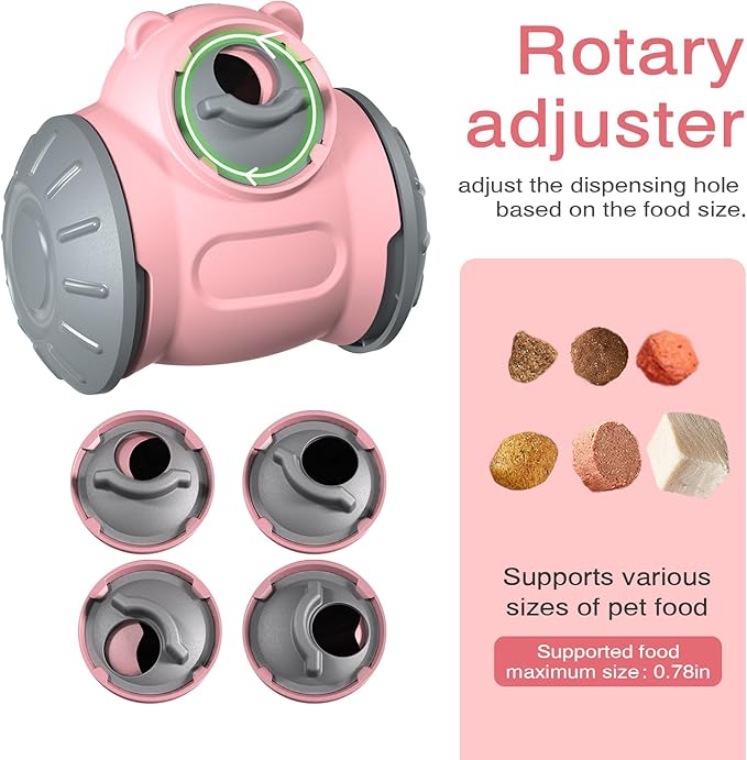 1pcs Interactive Dog Dispenser Toy - Premium Food for Smart Dogs - Adjustable Food Puzzle for Small Medium and Large Dogs for Large/Medium/Small Aggressive Chewers Breed Pet Cat Color Pink