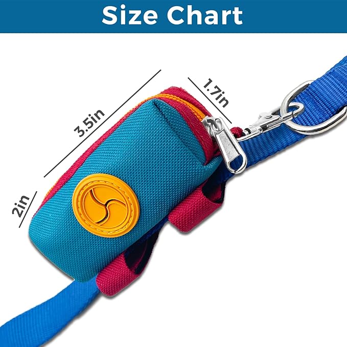 Dog Poop Bag Holder for Leash, Zippered Dog Poop Bag Dispenser Pouch with Metal Carabiner Clip, Durable Canvas Dog Walking Waste Bag Holder