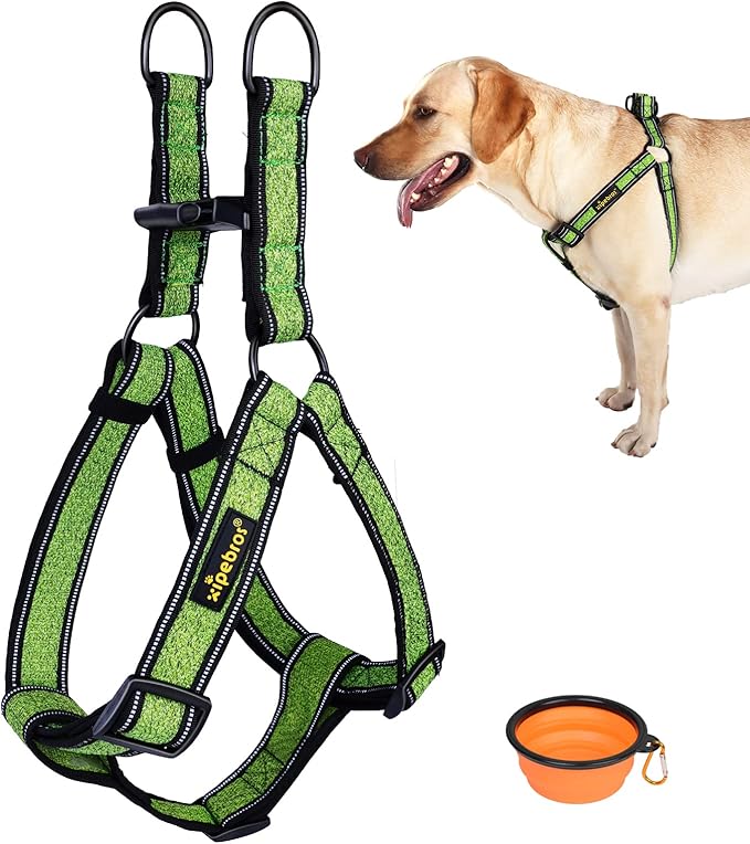 No Pull Dog Harness with Reflective Adjustable,Stops Pets from Pulling and Choking On Walks for Medium Dogs, (Green, L)