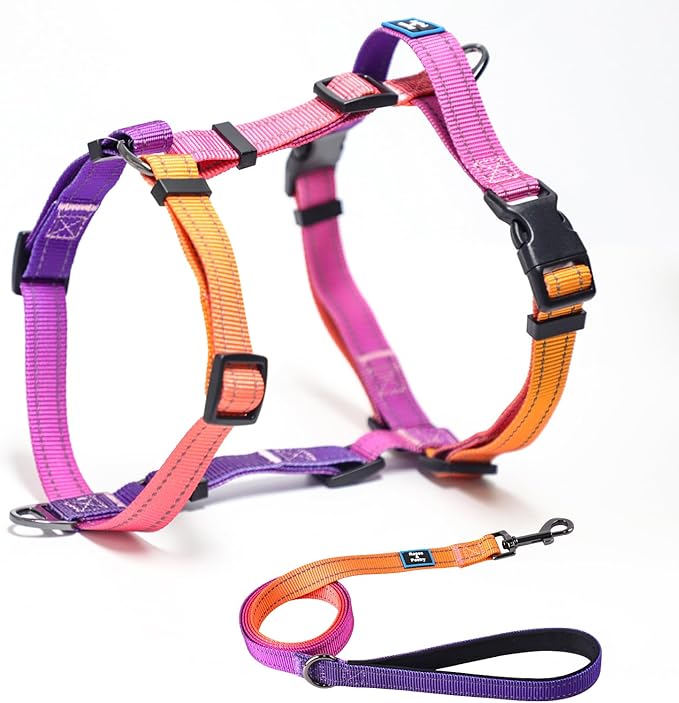 Roses&Poetry Dog Harness for Large Dogs, No-Pull Dog Harness and Leash Set Adjustable Reflective, Dog Vest Harnesses Comfort Padded Handle, Pet Harness for Training Outdoor Walking（Mistyrose-L