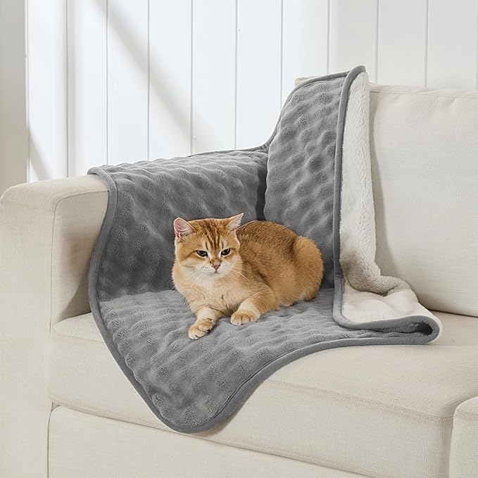 Waterproof Blanket for Bed Couch Sofa Car, Soft Leakproof Dog Blanket with 3D Bubble Pattern, Reversible Water Proof Pet Blankets for Dogs Cats Puppies (30"x40", Grey)