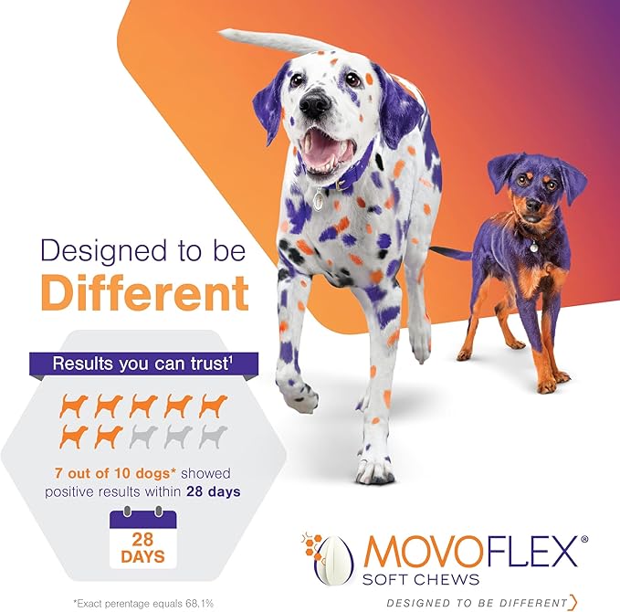 MOVOFLEX Joint Support Supplement for Dogs - Hip and Joint Support - Dog Joint Supplement - Hip and Joint Supplement Dogs - 60 Soft Chews for Small Dogs (by Virbac)