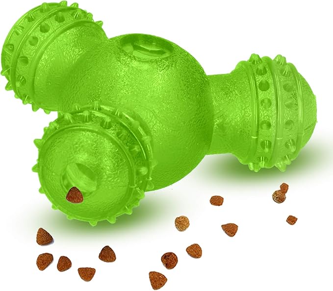Cyrank Rolling Dog Treat Dispenser Slow Feeder, Funny Giggle Dog Puzzle Toy Slow Feeder Treat Toys Interactive Food Dispensing Dog Toys(Green)