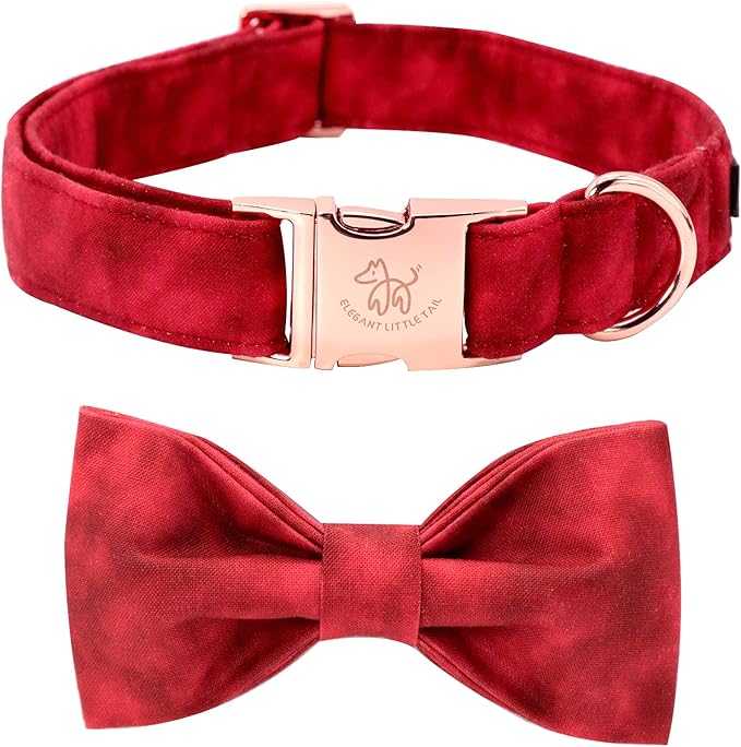 Elegant little tail Christmas Dog Collar,Puppy Collar, Male or Female Dog Collar with Bow Adjustable Soft Bow tie Dog Collars for Large Dogs