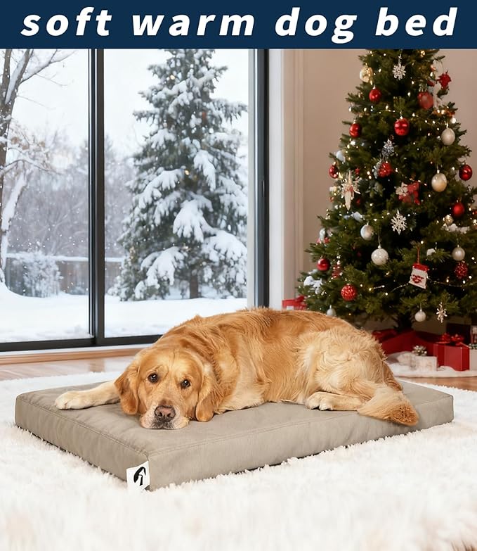Waterproof Dog Bed for Crate Pad, Leather Pet Mat with Wipeable Removable Cover, Large Size Crate Mat