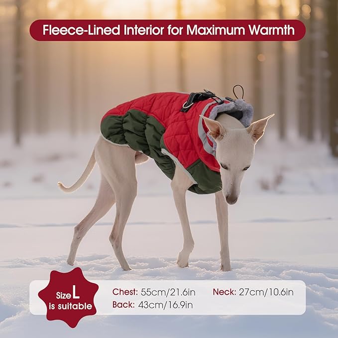 FUAMEY Dog Coat for Small Dogs,Waterproof Dog Winter Jacket with Harness Built in Puppy Cold Weather Coats Reflective Pet Vest with Zipper Warm Fleece Dogs Snowsuit Windproof S