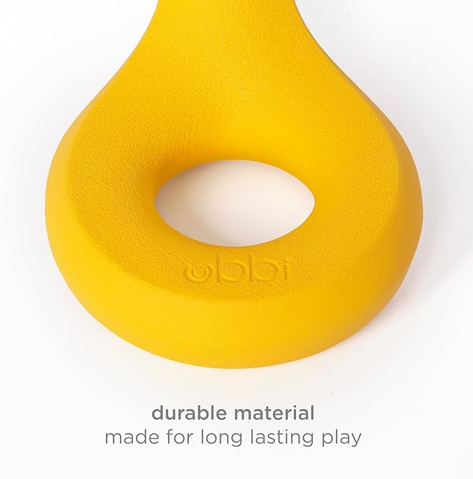 Ubbi Chomp Dog Chew Toy for Medium to Large Dogs, Durable Natural Rubber Interactive Bouncing Toy for Aggressive Chewers, Dishwasher Safe, Yellow