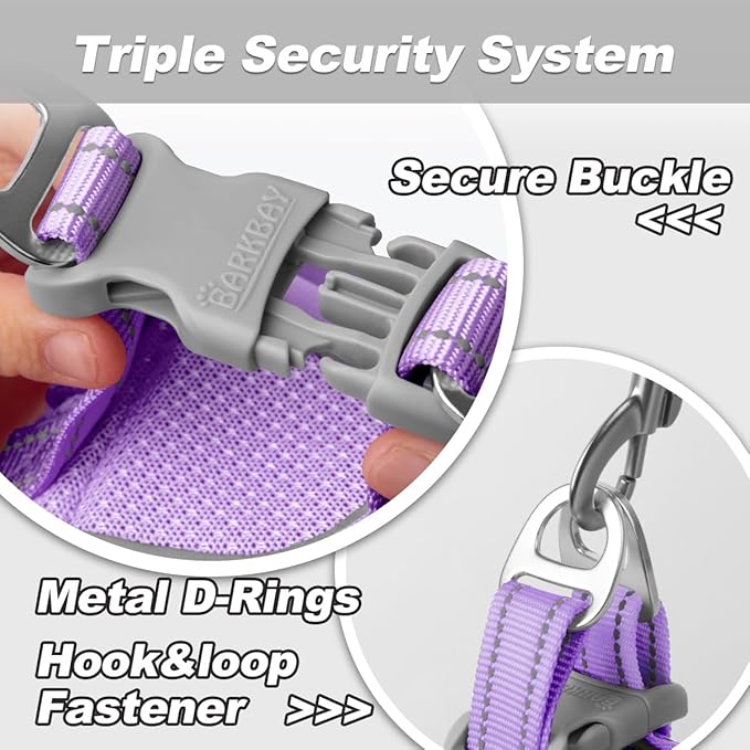 Dog Harness and Leash Set,Step in Small Sized Dog Harness,Soft Mesh,No-Chock,Reflective Adjustable,Secure with Hook & Loop Fastener,Puppy Vest for Small,Medium Dogs(Violet Purple,XXXS)