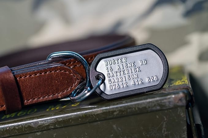 Dog Tags for Dogs, Custom Dog Collar ID Tag Personalized for Pets - Super Tough, Quiet Embossed Military Style Stainless Steel Dog Name tag (Black)