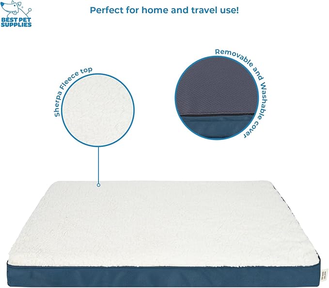 Best Pet Supplies Dog House Bed Crate Mat Tent Indoor Round Soft Plush for Small, Medium, and Large Breeds - Blue, 41 x 29 x 4