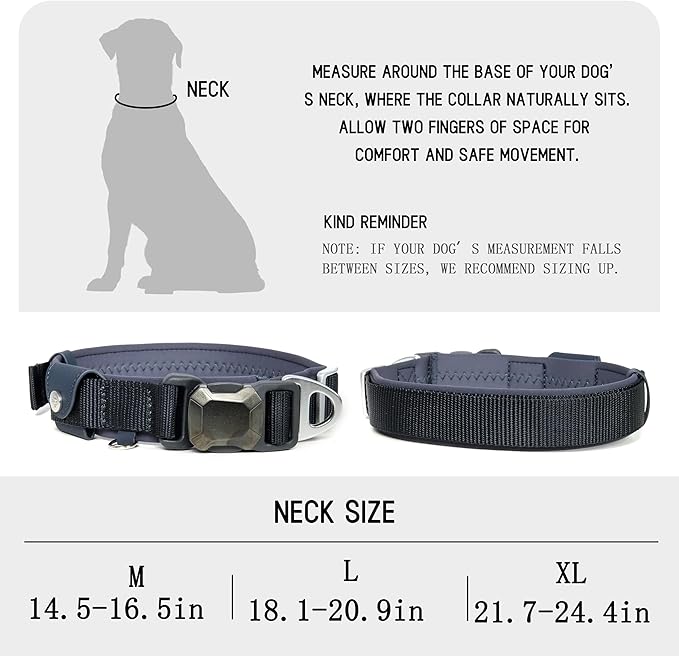 Upgraded Airtag Dog Collar, Adjustable Dog Collar with 450LB Escape-Proof Magnetic Buckle, Soft Anti-Wrinkle, Bite & Stain-Resistant Leather (Midnight Navy, M)