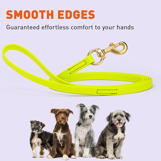 Viper Biothane K9 Working Dog Leash Waterproof Lead for Tracking Training Schutzhund Odor-Proof Long Line with Solid Brass Snap for Puppy Medium and Large Dogs, 20ft Safety Yellow