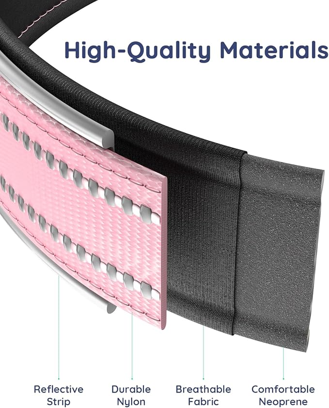 Upgrade Airtag Dog Collar,with IPX8 Waterproof AirTag Holder | Reflective Ultra-Durable | Soft Padded | Lock Buckle | Heavy Duty | Fit Small Medium Large Dogs（Pink1，M(15"～19")）