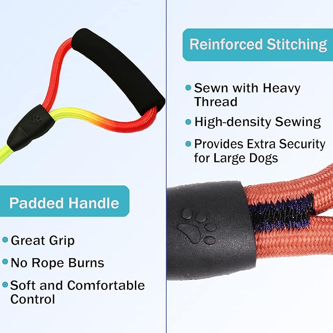 3 Dog Leash No Tangle Heavy Duty Detachable 360° Swivel Device Multiple Dog Leash with Padded Handle for Two/Three Pets (6-40 Lbs)