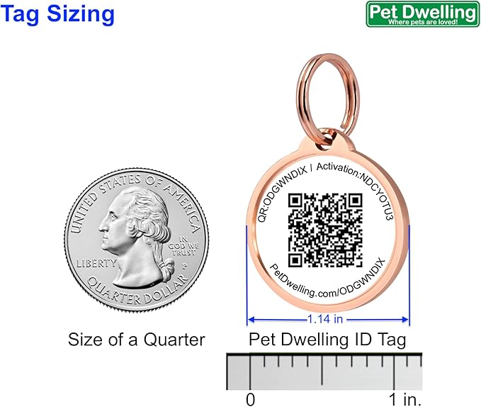 Pet Dwelling Smart QR + NFC Pet ID Tags for Dogs – Durable & Waterproof – Smart Pet Tags with AI-Powered Instant Scan Alerts & Free Online Profile (Rose Gold Paw)