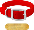 Regal Dog Products Medium Red Waterproof Dog Collars with Custom Engraved Name Plate | Vinyl Coated, Anti, Easy to Clean Personalized Biothane Dog Collar - Other Sizes for Small & Large Dogs