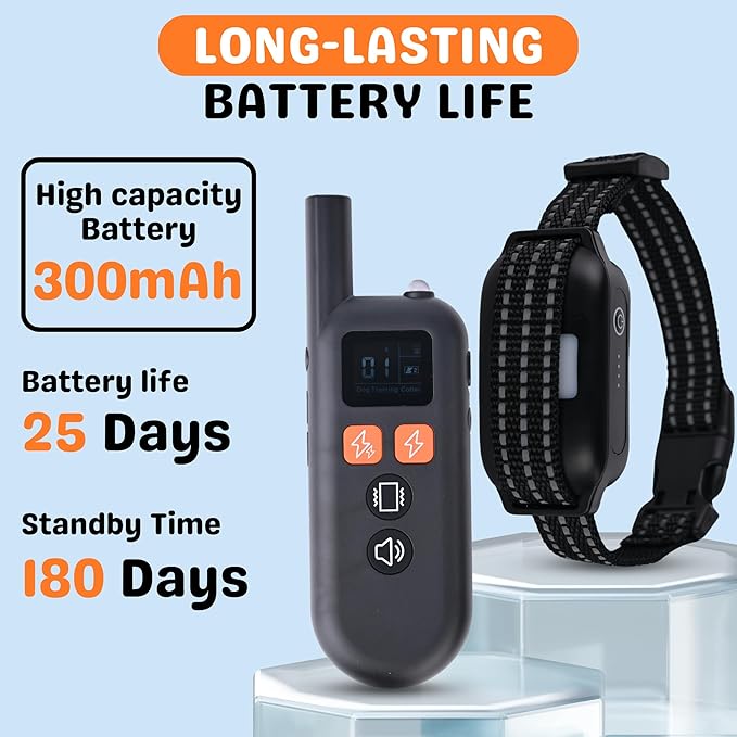 Dog Shock Collar with Remote Range 3300ft - Adjustable Vibration & Sound Modes - Waterproof Training Collar for Small, Medium & Large Dogs - IPX7 Rated Collar Rechargeable,1m Underwater Black & White