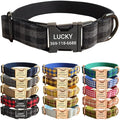 PETDURO Personalized Checkered Plaid Dog Collar Black - Engraved Name and Phone Number on Black Metal Buckle - Custom for Small Medium Large Boy Girl Dogs - Add Leash Bow Tie via Customize Now