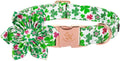 Elegant little tail St. Patrick's Dog Collar with Flower, Dog Collars Flowers Green Clover Girl Pet Gift Adjustable Pet Collars for Large Dogs