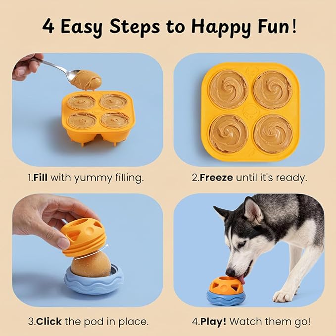Nocciola Enrichment Dog Toys Set for Aggressive Chewers, Frozen Treat Molds & Interactive Feeder, Freezable Rubber Dog Licking Toy for Long-Lasting to Keep Them Busy, Engagement & Anxiety Relief