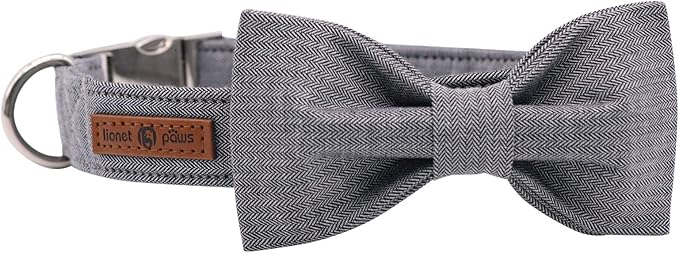 Lionet Paws Dog Collar with Bowtie, Durable Adjustable and Comfortable Collar for Large Dogs, Neck 16-24in