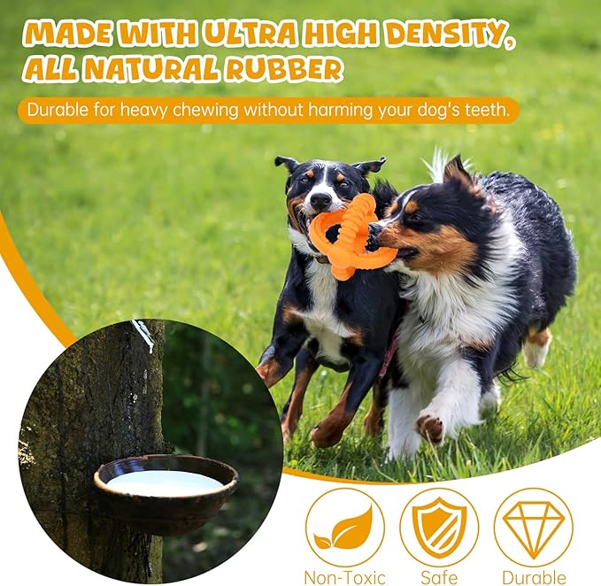 Dog Toys for Aggressive Chewers Indestructible Dog Toys Durable Dog Chew Toys for Large/Medium Breed, Real Bacon Flavored Best Dog Toys to Keep Them Busy (Large, Turkey)
