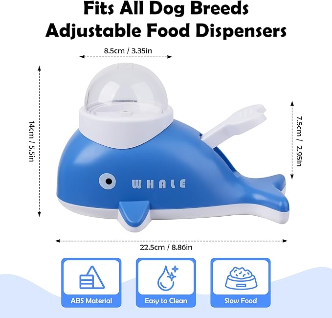 Pawise Cat Puzzle Treat Dispenser,Whale-Shaped Interactive Treat Dispenser Toy for Dogs & Cats,Pet Food Puzzle Feeder,Slow Feeder for Healthy Eating,IQ Training Toy for Small Pet,Bonus Snack Ball Toy
