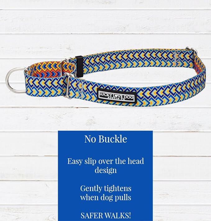 Lucky Love Dog Martingale Dog Collar - Adjustable, No-Slip, Durable, & Soft Webbing Collar for Male and Female Dogs Ideal for Training & Walking - Murphy, Small