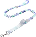 Dual Handles Bungee Dog Leash, Ombré Color Shock-Absorbing Dog Leash with 360° Swivel Clasp, for Small to Medium Dogs (4 – 5.5 ft) (Violet-Green Ombré)
