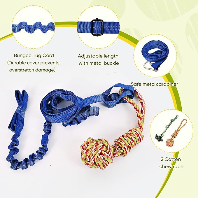Outdoor Dog Bungee Tug Toy,Interactive Tug of War Toy for Small/Medium/Large Dogs,Tree Tuggerr Toys，Hanging from Tree Toy for Exercise Solo Play (Large)