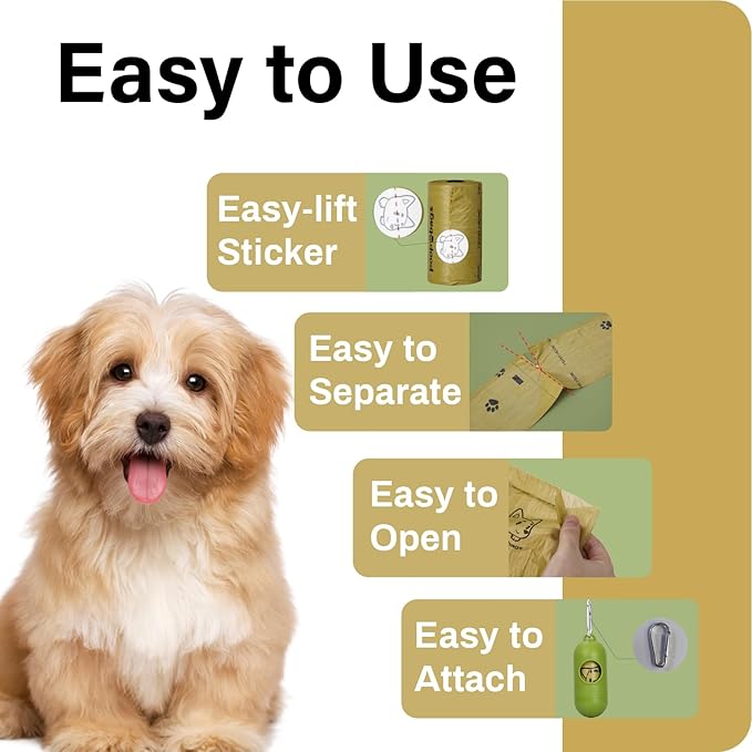 Dog Poop Bags Rolls With Dispenser, Strong and Leak-proof Waste Bags for Pets, Floral Scented, 420 Count (28 Packs of 15), 13 Inch x 9 Inch (Khaki)