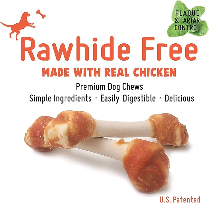 Premium Dog Bones, Made with Real Chicken & Wholesome Vegetables, Rawhide Alternative, Medium 5pcs/Pack x 2packs