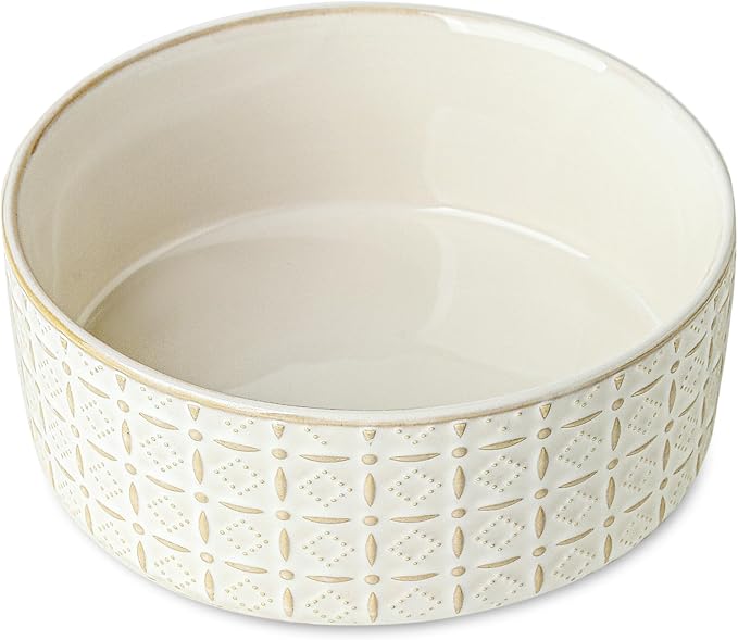 Ceramic Dog Bowls, Dog Food Bowls Water Bowl, 6.5inch Dogs Dishes for Middle and Small Size Dogs, Puppy Plates for Food, White