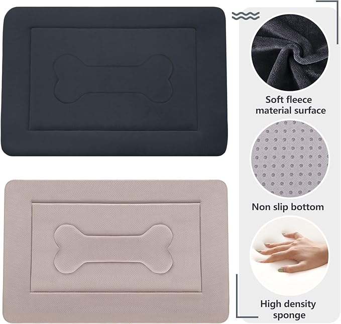 JoicyCo Dog Bed Soft Dog Crate Pad Mat for Medium/Large Dogs, 36 in Non-Slip Bottom Washable Dog Sleeping Mattress Pet Beds Cat Bed Kennel Pad, Dark Gray