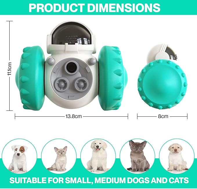 Dog Toy Dispenser - Doggy Treat Dispensing Chase Toys for Mind & Health Improvement - Pet Interactive Food Puzzle Toy for Medium Small Dogs - IQ Training Slow Feeder Toy for Dog & Cats