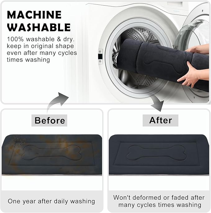 JoicyCo Large Dog Bed Soft Dog Crate Pad Mat 42 in Non-Slip Bottom Washable Dog Sleeping Mattress Pet Beds Cat Bed Kennel Pad, Dark Gray