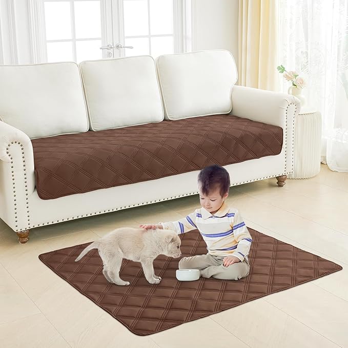 Smiry Waterproof Dog Bed Cover Blanket 30x53, Soft Reversible Pet Blanket, Washable Leakproof Cats Dogs Couch Cover for Sofa, Couch, Furniture, Brown/Chocolate