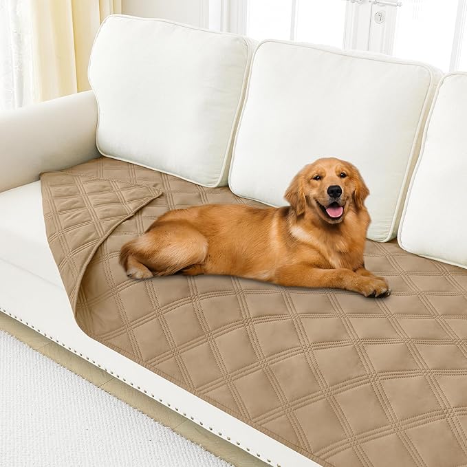 Smiry Waterproof Dog Bed Cover Blanket 40x80, Soft Reversible Pet Blanket, Washable Leakproof Cats Dogs Couch Cover for Sofa, Couch, Furniture, Camel/Camel