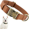 Leather Dog Collar for Medium Dogs Silicone Soft Flexible Waterproof Odor-Proof Durable Thick Classic Adjustable Pet Puppy Collar (Brown, Medium (11.5-18.5" Neck))