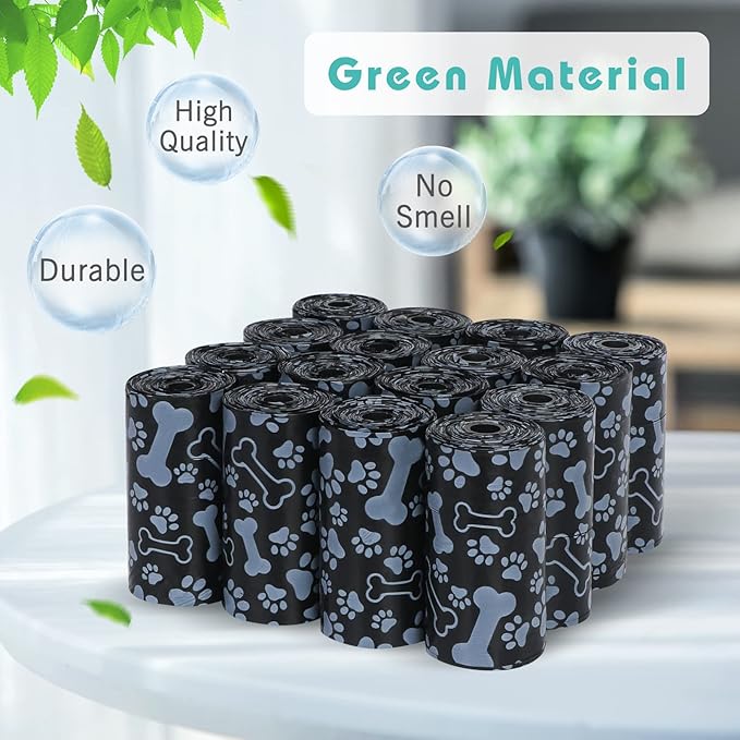 PetsHome Dog Poop Bags, Dog Waste Bags [Extra Thick][Leak-Proof] Eco-Friendly 16 Rolls, 240 Bags Pattern