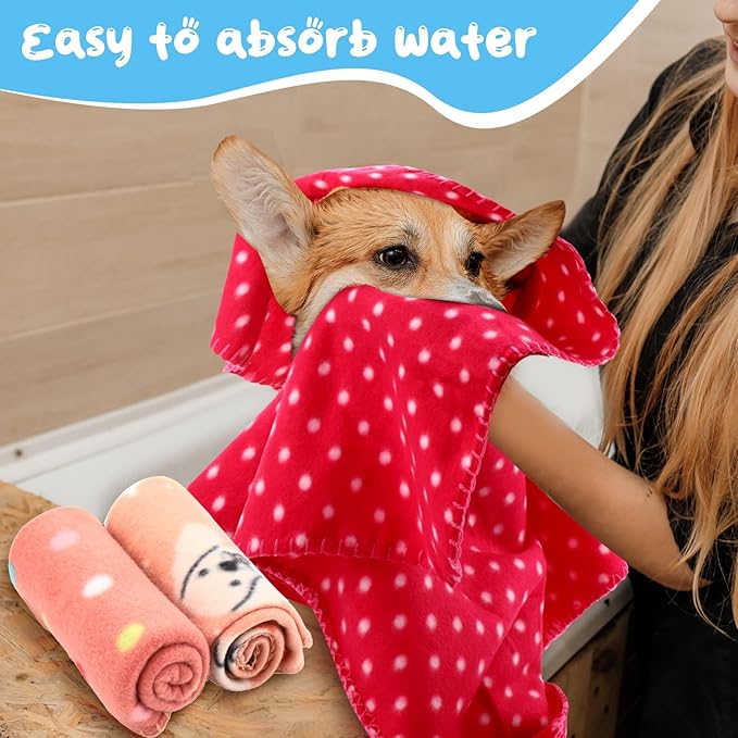 Eccliy 20 Pcs Puppy Blanket Pet Soft Fleece Dog Blankets Warm Felt Throw Sleep Mat Bed Covers for Doggie Puppy Pet Dogs Cat, 20 Styles(39 x 27.6 Inch,Mix)