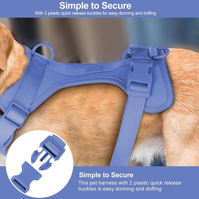 Wisedog No Pull Lightweight Dog Vest Harness with Soft and Comfortable Cushion, Breathable Mesh, for Small Medium Large Dogs Walking (L(Neck: 16.15"-20.86";Chest: 24.02"-38.19"), Blue)