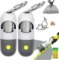 Dog Poop Bags Holder with LED Flashlight|Pet Waste Bags Dispenser for Leash|Doggie Potty Bags Container with Leak-proof Pet Trash Bags and Accessories (Light Gray, 2 Holder 30 Bags)